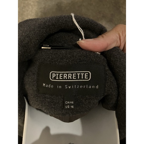 Vtg Pierrette Women's Wool Cashmere Angora Gray Coat US 16 Made In Switzerland - Picture 5 of 7